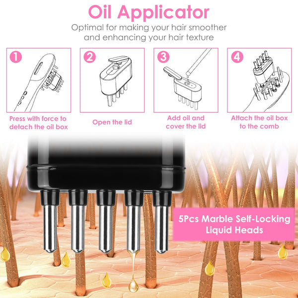 1Pc Electric Scalp Massage Comb Microcurrent Hair Brush Handheld Head Scratcher Massager Hair Oil Applicator With Vibration Micro-Current Mode Red & Blue Light Therapy Oil Applicator