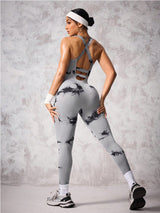 VIREA Seamless Fitness Jumpsuit – Abstract Print One-Piece for Women’s Yoga & Running