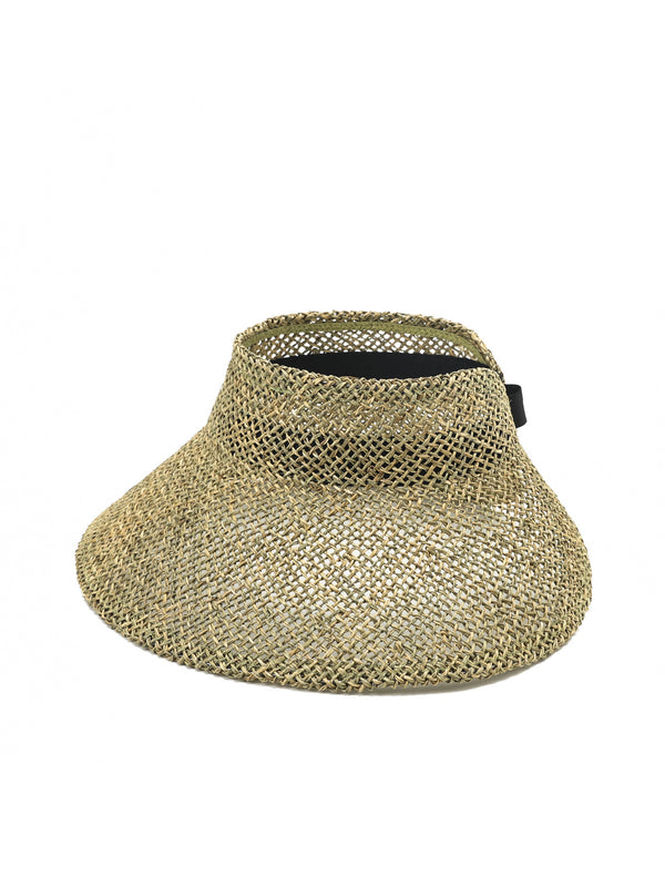 Air Top Sun Protection Hat Portable Foldable Natural Salty Grass Hand Knit Cap Breathable Hollow Out Cutout out Big Brim Sun Proof Straw Hat