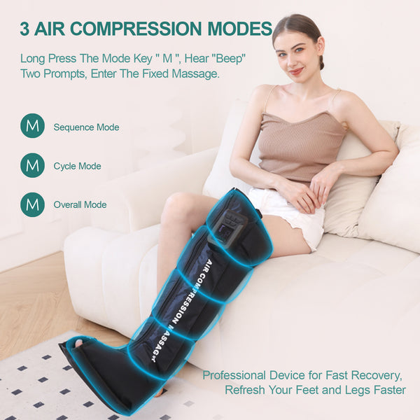 Leg & Foot Massager With Air Compression, 5 Pressure Levels, 3 Smart Modes, Rechargeable & Portable, Pain Relief For Muscles & Circulation, Type-C Charging, Home,Office Use
